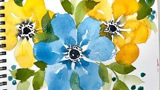 Watercolor Wildflowers for the Beginner. The funnest and simplest little flower ever~