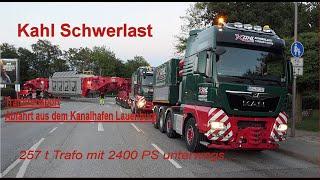 Kahl Schwerlast- Trafotransport, August 2022, Abfahrt aus dem Kanalhafen Lauenburg