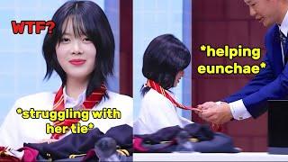 This cute interaction with EUNCHAE and bodyguard who helped her with her tie