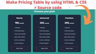 Make Pricing Table in Website using HTML & CSS (Responsive) + Source code || #webdevelopment