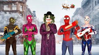 SUPERHERO's Story || Rescue PURPLE and YELLOW Spider-Man on CHRISTMAS DAY...?? ( Funny, Action )