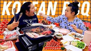 KOREAN BBQ PORK BELLY WRAPS + WAGYU STEAK FEAST AT HOME (COOKING + EATING) MUKBANG 먹방 EATING SHOW