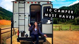 TOP 10 TRUCK CAMPER MUST HAVES | Favorite Camper Essentials