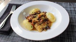 Pan-Roasted Halibut with Mushrooms & Lemon Butter Sauce - Fast & Easy Halibut Recipe