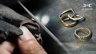 4K Triple Ring Metalwork Craftsmanship - Secret Heart Sutra Engraving 【JK Silver】