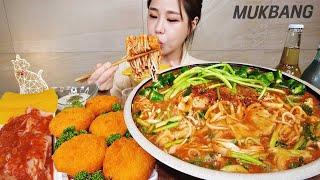 SUB) FISH PORRIDGE with Cheongyang Chili Pepper Fried Shrimp EATINGSHOW REAL SOUND ASMR MUKBANG