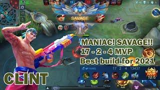 Clint SAVAGE gameplay | Best build 2021, maniac, savage | MLBB