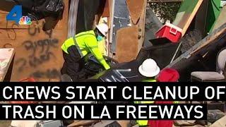 Crews Begin Cleaning Up Garbage Accumulating For Years On LA Freeways | NBCLA