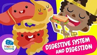 DIGESTIVE SYSTEM AND DIGESTION | Educational Videos for Children | Happy Learning