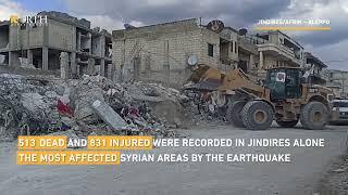 Removing debris from quake-affected Jindires in Syria's Afrin begins
