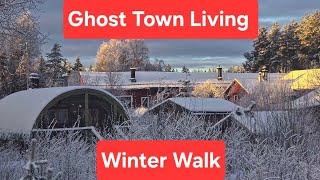 Ghost Town Living walk during Winter in Taiga forest (no talking)