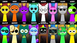 Sprunki Retake Grown Up Pyramixed New | Simon vs Oren vs Durple vs Sky vs Wenda vs Pinki vs Clurk
