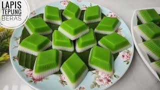 RESEP KUE LAPIS PANDAN TEPUNG BERAS LEMBUT DAN KENYAL