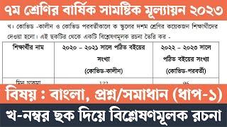 ৭ম শ্রেণির বাংলা বার্ষিক সামষ্টিক মূল্যায়ন সমাধান | ছক-খ | Class 7 Bangla Annual Assignment Answer