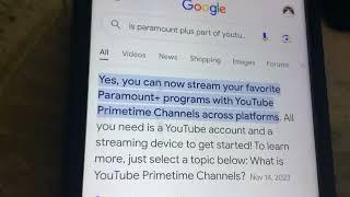 Is Paramount Plus part of YouTube primetime channels