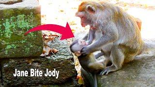 It should be Janet / Mom Jane much angry poor baby monkey Jody till bite brutal cos pinch her face