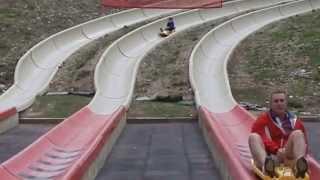 Alpine Slide Grandpa Coming In Hot Crash in Breckenridge