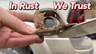 It fell off in her hand! Fixing a broken fuel filler door - Chevy Trailblazer - EASY!