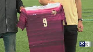 Pittsford Mendon student wears jersey number of athlete killed on 9/11