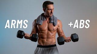 20 Minute Arms & Abs Workout With Dumbbells - Upper Body Strength Training - No Repeats