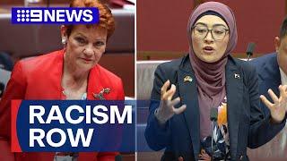 Racism row and arrests made in eventful day at federal parliament | 9 News Australia