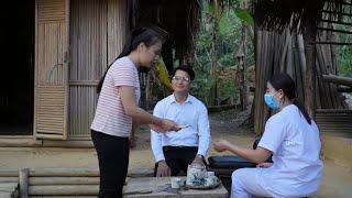 The kind engineer and his assistant helped the poor girl repair her house.