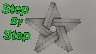 How To Draw An Impossible Star Step By Step - 3D Star - Impossible Shapes