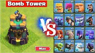 *New* Level 9 Bomb Tower vs All Troops - Clash of Clans