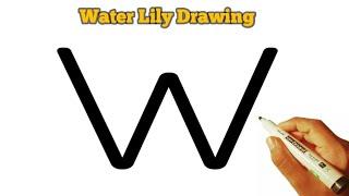 Easy way to draw water lily from W letter l শাপলা আকাঁর সহজ টেকনিক l water lily drawing