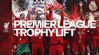 Liverpool FC lift the Premier League trophy