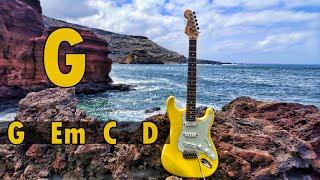 G Major Melodic Hard Rock Guitar Backing Track | 4 chords G Em C D