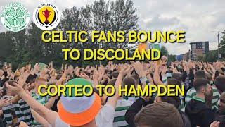 CELTIC FANS BOUNCE TO DISCOLAND CORTEO TO HAMPDEN / CELTIC 1-0 RANGERS SCOTTISH CUP FINAL