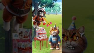 A CUTE CAT WANTS TO STOLE MY KINDERJOY #cutecats #animation #feedshorts #catlovers #shorts #cat