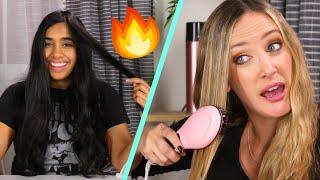 Women Try Cheap Vs. Expensive Straightening Brushes