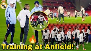 Real Madrid Open Training session at Anfield Mbappe ReadyLiverpool vs Madrid,Champions League