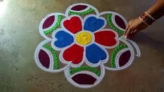 Newyear diyamuggulu designs 3*2 Pongal special bhoki flowers kolam margazhi kolangal