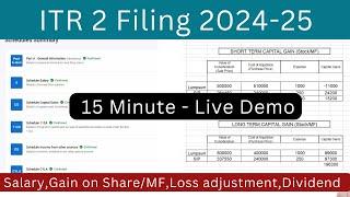 ITR 2 filing online 2024-25 | Income tax return(ITR 2) for Salary,Capital gain on Shares/Mutual Fund
