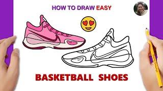 How to draw Nike shoes easy | How to draw basketball shoes | Easy Nike shoes drawing