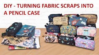 DIY Turning fabric scrap into pencil case  - Small Pouch Tutorial - Cara membuat kotak pensil