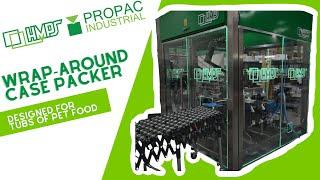 HMPS Wraparound Casepacker Packing Tubs of Pet Food