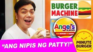 PANG-MASANG BURGER, SINO NGA BA ANG MAS MASARAP? | Romel #Minuteburger #AngelsBurger #BurgerMachine