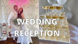 WEDDING RECEPTION VLOG: Champagne Fountain, Cake Cutting, and Decor!