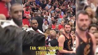 LeBron claps back at trash talking fan 