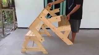 Innovative Foldable Wooden Table Chair