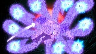 Sasuke turn Susanoo into Nine Tails armor, Naruto summon Rasengan on each tail of Nine Tails