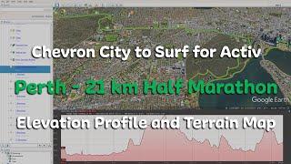 21 km Half Marathon - Chevron City to Surf for Activ Perth - Elevation Profile and Terrain Map