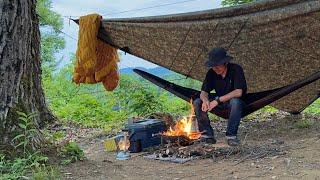 Spend the night in a hammock | Solo camping in Japan | Bonfire and bird calls