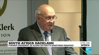 Former South African leader de Klerk sorry for apartheid comment