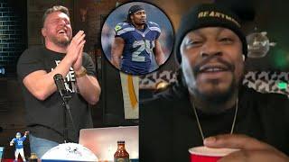 Marshawn Lynch & Pat McAfee Discuss Pouring Tequila Shots For Fans At Training Camp.