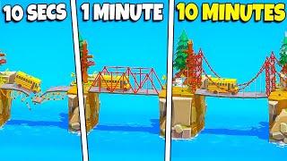 10 second, 1 minute and 10 minute bridge builds in Poly Bridge 3!